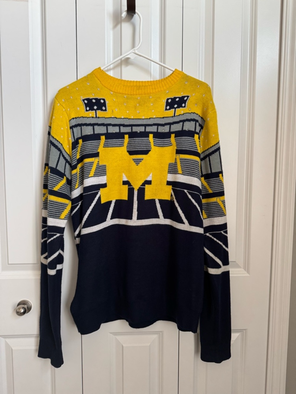 Michigan Light Up Maize and Blue Crewneck Sweater